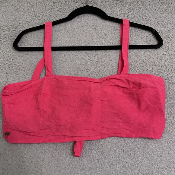 Billabong Island Hopper Top Pink J54UBIS Size Medium Cropped Fit Tie - Picture 3 of 9
